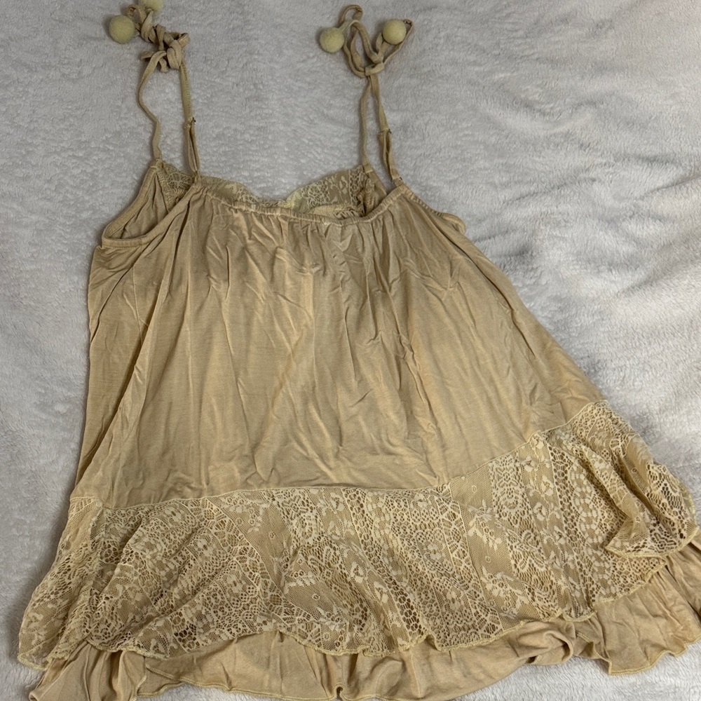 POL Cream Lace Ruffle Tie-Shoulder Tank Top - Picture 4 of 4